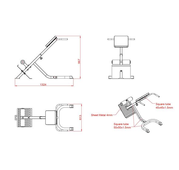 Πάγκος Ραχιαίων 45 μοιρών X-FIT 84