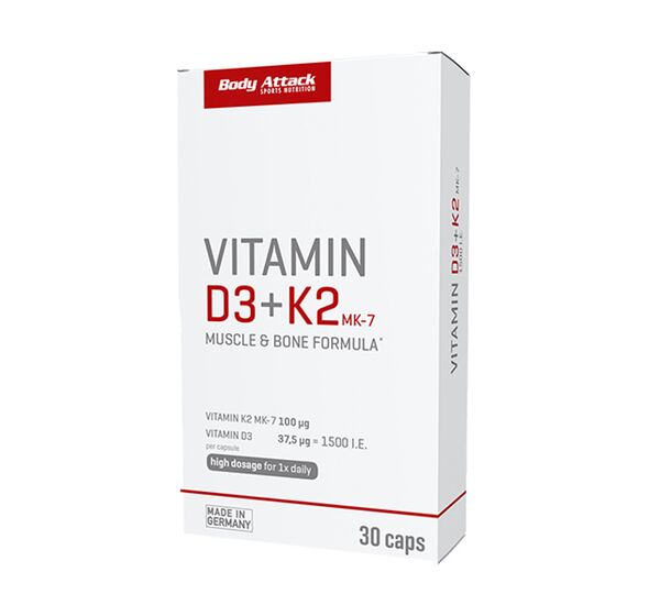 Vitamin D3 &amp; K2 30caps (Body Attack)