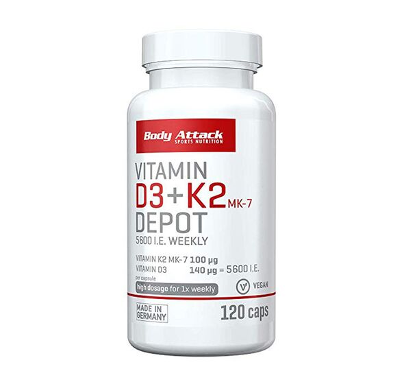 Vitamin D3 + K2 Depot, 120caps (Body Attack)