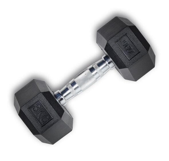 Hex Rubber Dumbbell 8kg (28205) (X-FIT)