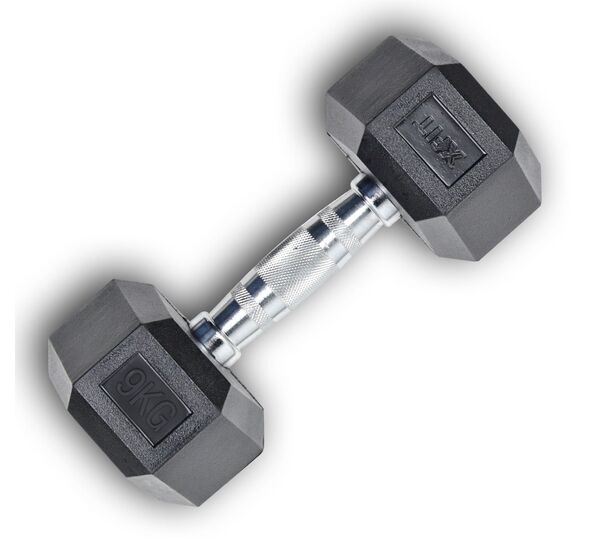 Hex Rubber Dumbbell 9kg (28205) (X-FIT)