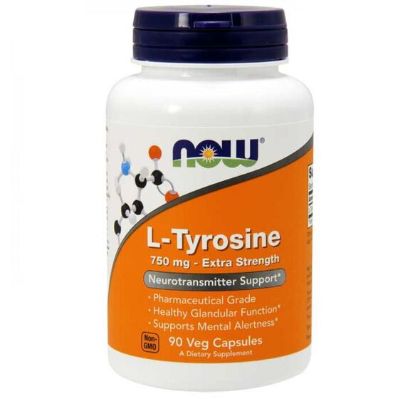 L-Tyrosine 750mg, 90 Vcaps (Now Foods)