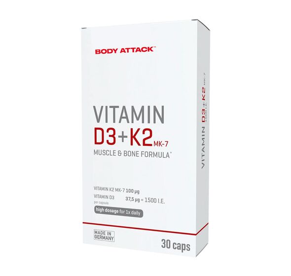 Vitamin D3 &amp; K2, 30caps (Body Attack)