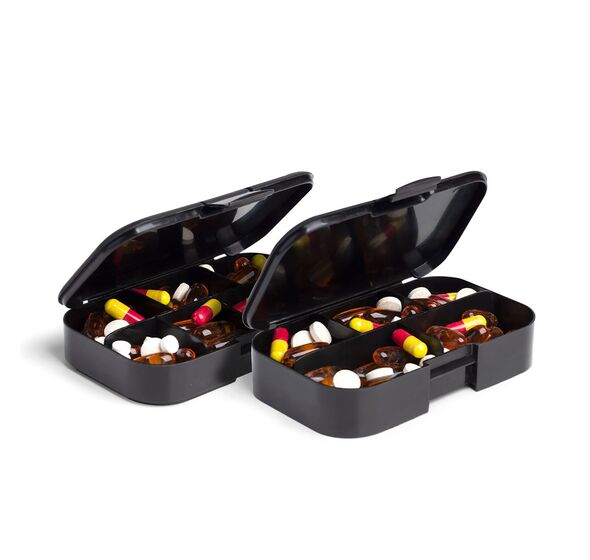 Pill Box Organizer 2-pack Black (Smartshake)